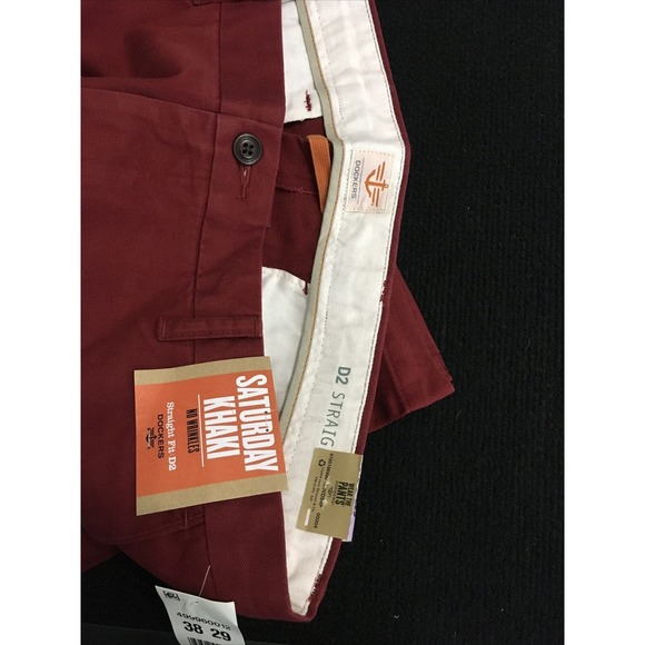 DOCKERS D2 COTTON FLAT FRONT‎ STRAIGHT FIT Burgundy 38X29 & 40x29 NWT - Picture 10 of 12